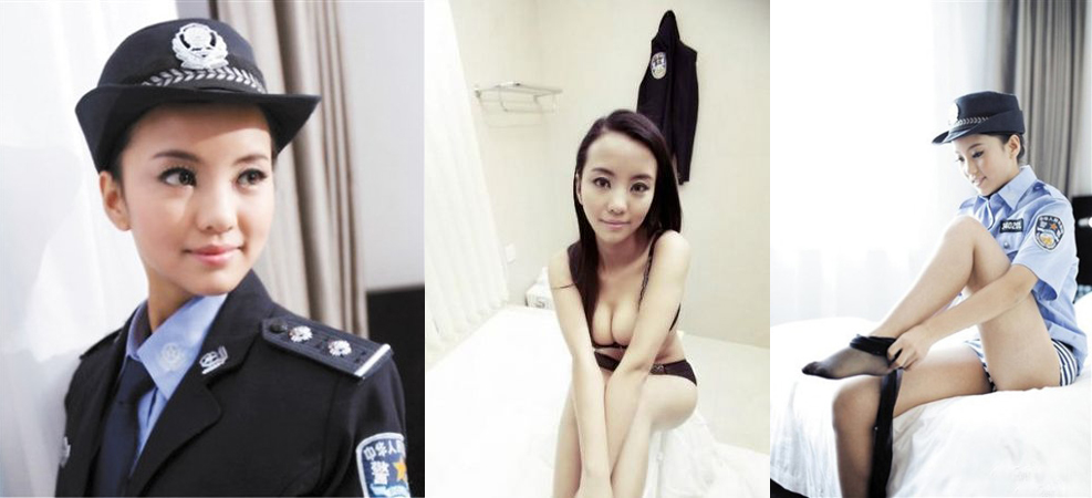 The photos that got Wang, a 23-year old model in China, in serious trouble